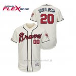 Maglia Baseball Uomo Atlanta Braves Josh Donaldson 150th Aniversario Patch Autentico Flex Base Crema