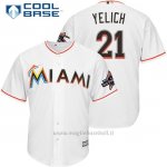 Maglia Baseball Uomo Miami Marlins 21 Christian Yelich Bianco2017 Cool Base