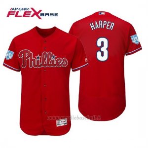 Maglia Baseball Uomo Philadelphia Phillies Bryce Harper Flex Base Entrenamiento De Primavera 2019 Rosso