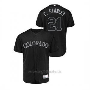 Maglia Baseball Hombre Colorado Rockies Kyle Freeland 2019 Players Weekend Autentico Nero
