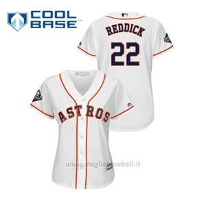 Maglia Baseball Donna Houston Astros 22 Josh Reddick 2019 World Series Bound Cool Base Bianco
