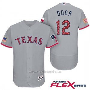 Maglia Baseball Uomo Texas Rangers 2017 Estrellas y Rayas Rougned Odor Grigio Flex Base