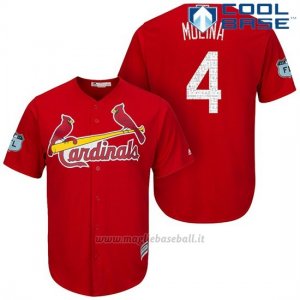 Maglia Baseball Uomo St. Louis Cardinals Yadier Molina Scarlet 2017 Allenamento Primaverile Cool Base Giocatore