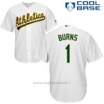 Maglia Baseball Uomo Oakland Athletics Billy Burns Bianco Autentico Collezione Cool Base Custom