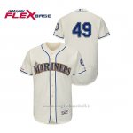 Maglia Baseball Uomo Seattle Mariners Wade Leblanc 150th Aniversario Patch Autentico Flex Base Crema