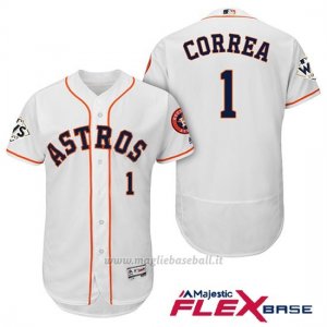 Maglia Baseball Uomo Houston Astros 2017 World Series Carlos Correa Bianco Flex Base