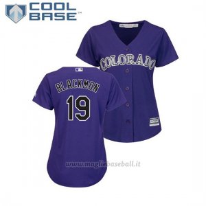 Maglia Baseball Donna Rockies Charlie Neromon Cool Base Majestic Replica Viola