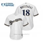 Maglia Baseball Uomo Milwaukee Brewers Mike Moustakas Cool Base Official 1ªBianco