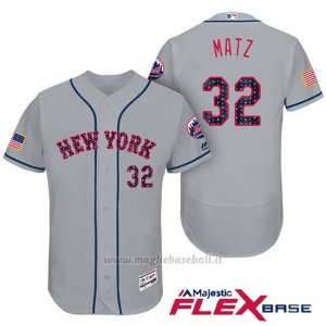 Maglia Baseball Uomo New York Mets 2017 Estrellas y Rayas Steven Matz Grigio Flex Base