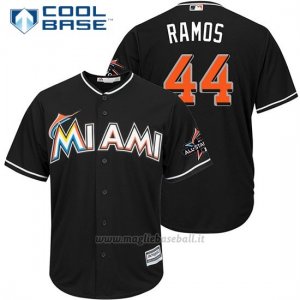 Maglia Baseball Uomo Miami Marlins 44 A.j. Ramos Nero2017 Cool Base
