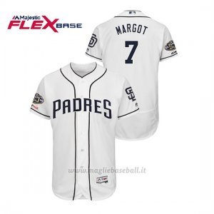 Maglia Baseball Uomo San Diego Padres Manuel Margot 150th Aniversario Patch Flex Base Bianco
