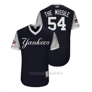 Maglia Baseball Uomo New York Yankees Aroldis Chapman 2018 Llws Players Weekend The Missile Blu