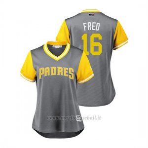 Maglia Baseball Donna San Diego Padres Travis Jankowski 2018 Llws Players Weekend Fred Grigio