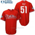 Maglia Baseball Uomo Philadelphia Phillies Carlos Ruiz Scarlet 2017 Allenamento Primaverile Cool Base Giocatore