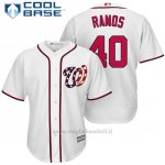 Maglia Baseball Uomo Washington Nationals 40 Wilson Ramos Bianco2017 Cool Base
