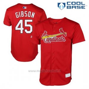Maglia Baseball Uomo St. Louis Cardinals Bob Gibson 45 Rosso Cool Base