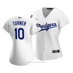 Maglia Baseball Donna Los Angeles Dodgers Justin Turner 2020 Primera Replica Bianco