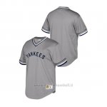 Maglia Baseball Hombre New York Yankees Cooperstown Coleccion Mesh Wordmark V Neck Grigio