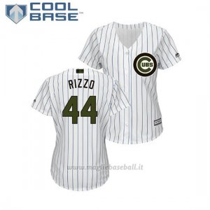 Maglia Baseball Donna Chicago Cubs Anthony Rizzo 2018 Dia de los Caidos Cool Base Bianco