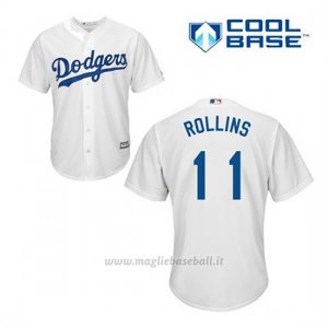Maglia Baseball Uomo Los Angeles Dodgers Jimmy Rollins 11 Bianco 1ªCool Base