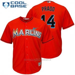 Maglia Baseball Uomo Miami Marlins Martin Prado 14 Cool Base Firebrick