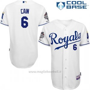 Maglia Baseball Uomo Kansas City Royals Lorenzo Cain Bianco Cool Base Giocatore Autentico