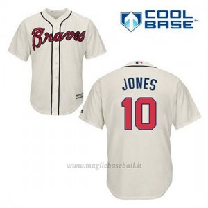 Maglia Baseball Uomo Atlanta Braves 10 Chipper Jones Crema Alterner Cool Base