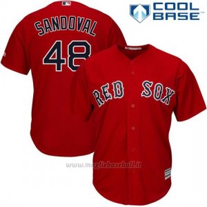 Maglia Baseball Uomo Boston Red Sox Scarlet 48 Pablo Sandoval Cool Base Giocatore