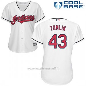 Maglia Baseball Donna Cleveland Indians 43 Josh Tomlin 1ªCool Base