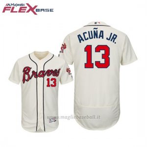 Maglia Baseball Uomo Atlanta Braves Ronald Acuna Jr. Flex Base Autentico Collezione Alterner Crema
