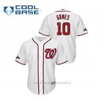 Maglia Baseball Uomo Washington Nationals 10 Yan Gomes 2019 Postseason Cool Base Bianco