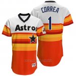 Maglia Baseball Uomo Houston Astros 1 Carlos Correa Arancione Turn Back The Clock
