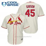 Maglia Baseball Uomo St. Louis Cardinals Bob Gibson 45 Crema Alterner Cool Base