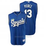 Maglia Baseball Uomo Kansas City Royals Salvador Perez Throwback Turn Ahead Blu