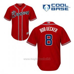 Maglia Baseball Uomo Atlanta Braves 8 Bob Uecker Rosso Alterner Cool Base