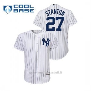Maglia Baseball Bambino New Y Ork Yankees 27 Giancarlo Stanton Cool Base Primera Bianco