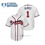 Maglia Baseball Uomo Atlanta Braves Ozzie Albies Cool Base Majestic 1ª2019 Bianco