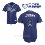 Maglia Baseball Uomo Tampa Bay Rays Evan Longoria 3 Blu Blu Alterner Cool Base