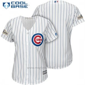 Maglia Baseball Donna Chicago Cubs 2017 Postseason Bianco Cool Base