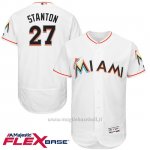 Maglia Baseball Uomo Miami Marlins Giancarlo Stanton 27 Bianco Flex Base Autentico Collezione Giocatore