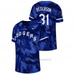 Maglia Baseball Hombre Los Angeles Dodgers Joc Pederson Camuffamento Autentico Collezione Blu