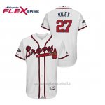 Maglia Baseball Uomo Atlanta Braves 27 Austin Riley 2019 Postseason Flex Base Bianco