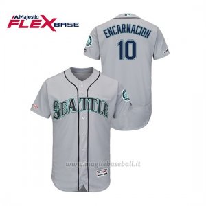 Maglia Baseball Uomo Seattle Mariners Edwin Encarnacion 150th Aniversario Patch Autentico Flex Base Grigio