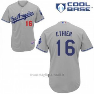 Maglia Baseball Uomo Los Angeles Dodgers Grigio Andre Ethier Majestic Cool Base Giocatore