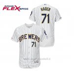 Maglia Baseball Uomo Milwaukee Brewers Josh Hader 150th Aniversario Patch Autentico Flex Base Bianco Blu