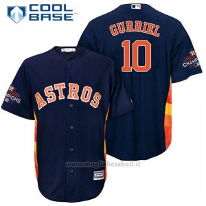 Maglia Baseball Uomo Houston Astros 2017 World Series Campione Yuli Gurriel Blu Cool Base