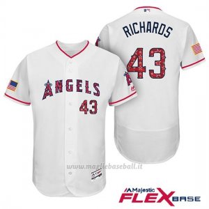 Maglia Baseball Uomo Los Angeles Angels 2017 Estrellas y Rayas Garrett Richards Bianco Flex Base