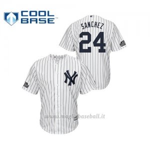 Maglia Baseball Hombre New York Yankees 24 Gary Sanchez 2019 London Series Cool Base Bianco