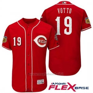 Maglia Baseball Uomo Cincinnati Reds 19 Joey Votto Scarlet 2017 Allenamento Primaverile Flex Base Giocatore