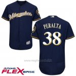 Maglia Baseball Uomo Milwaukee Brewers Wily Peralta Blu Autentico Collezione Flex Base Custom